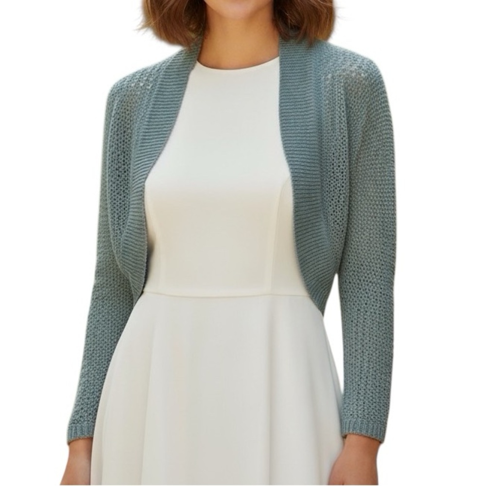 Marla Wynne Layers Blue‎ Gray Women's Shrug Sz M